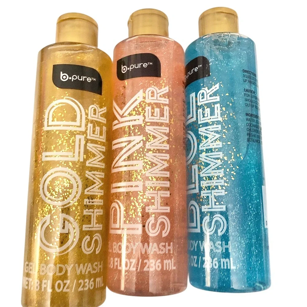 3pack Gold Pink Blue Shimmer Gel Body Wash 8oz‎ each new